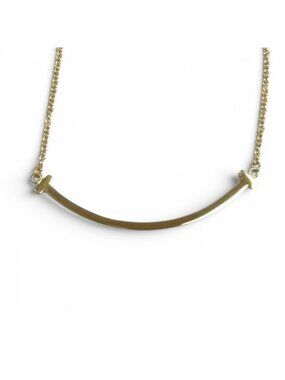 Tiffany & Co T Smile Pendant Small Necklace Yellow Gold